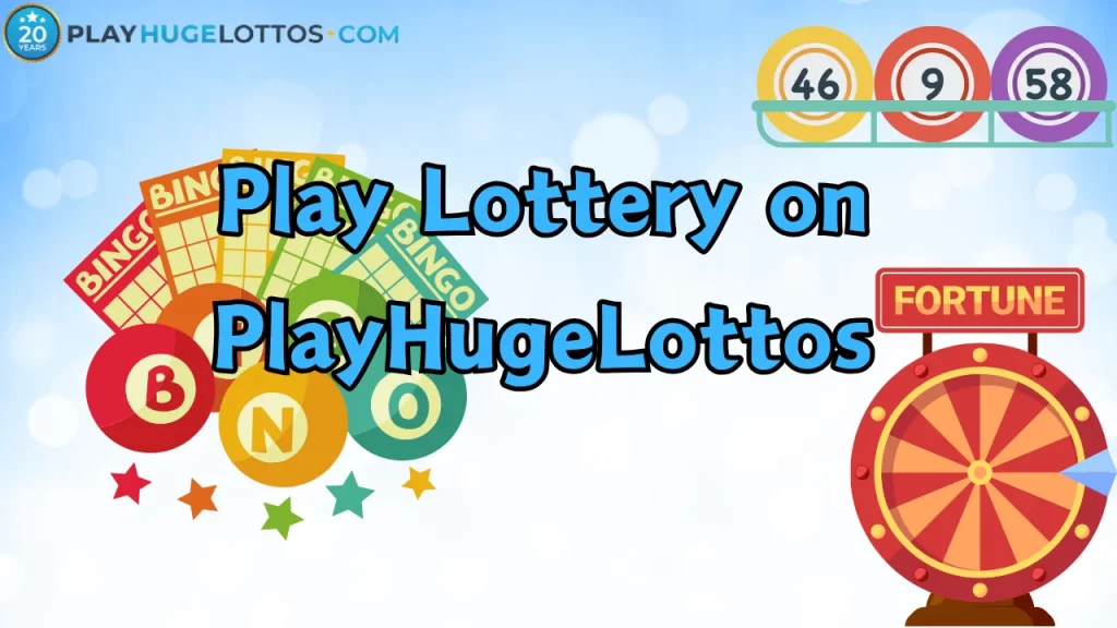 illustration text 'play lottery on playhugelottos'