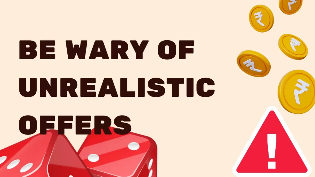 illustration text 'be wary of unrealistic offers'